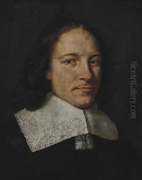 Portrait Of A Gentleman, Bust-length, In A Black Coat And White Collar Oil Painting by Michiel Jansz. van Mierevelt