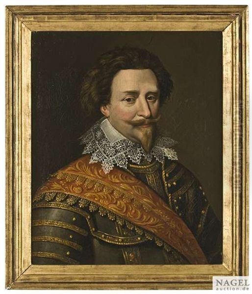 Brustbild Des Frederik Hendrik Prinz Von Oranien, Graf Von Nassau (1584-1647) Im Harnisch Mit Spitzenkragen Und Ordensscharpe Oil Painting by Michiel Jansz. van Mierevelt