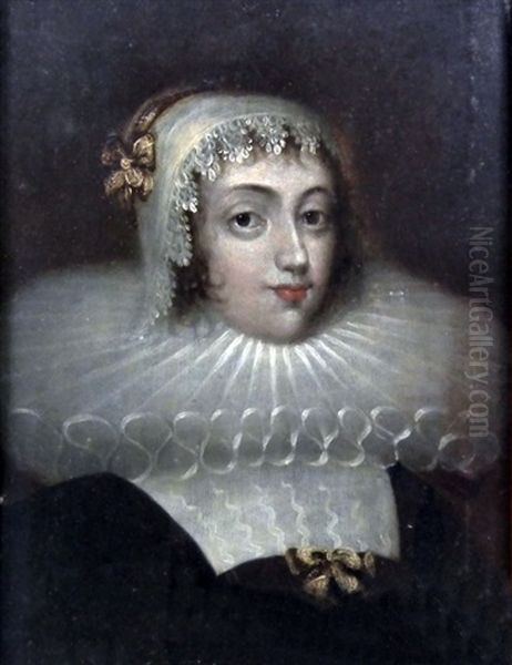Portrait Of A Lady In A Lace Cap With Ruff Collar Oil Painting by Michiel Jansz. van Mierevelt