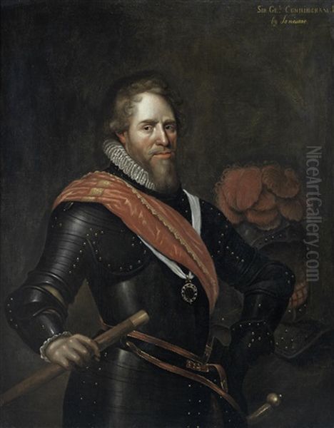 Portrait Of Stadholder Prince Mauritz (1567-1625) Of Orange-nassau, In Armour Oil Painting by Michiel Jansz. van Mierevelt