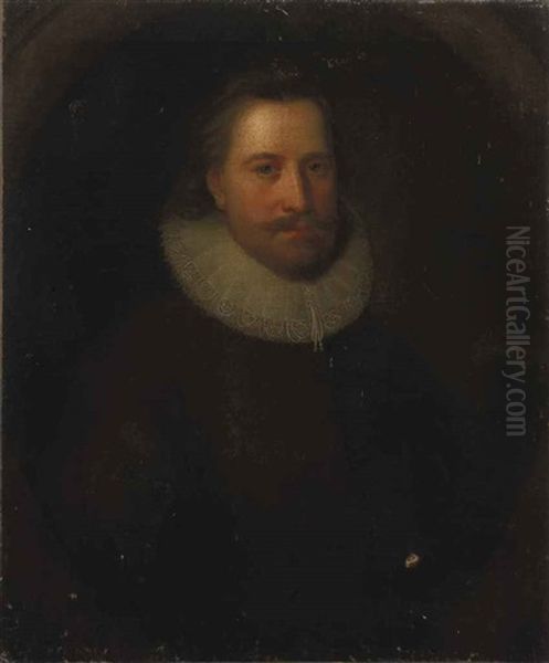 Portrait Of Gentleman In A Brown Jacket With Lace Collar Oil Painting by Michiel Jansz. van Mierevelt