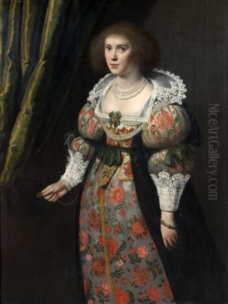 Portrait D'une Dame De Qualite De Trois-quarts Oil Painting by Michiel Jansz. van Mierevelt