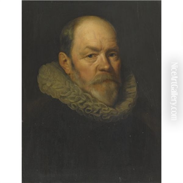 Portrait Of Paulus Van Beresteyn, Mayor Of Delft, Half Length, Wearing A Black Shirt And White Ruff Oil Painting by Michiel Jansz. van Mierevelt
