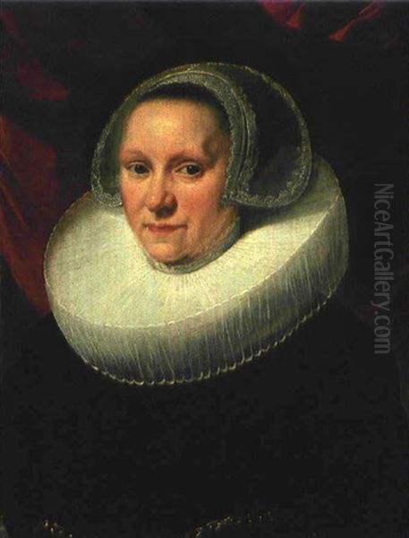 Portrat Einer Dame Mit Muhlsteinkragen Oil Painting by Michiel Jansz. van Mierevelt
