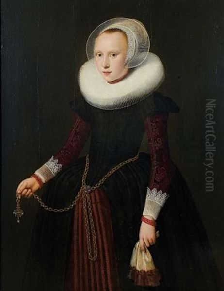 Portrait D'une Jeune Fille Oil Painting by Michiel Jansz. van Mierevelt