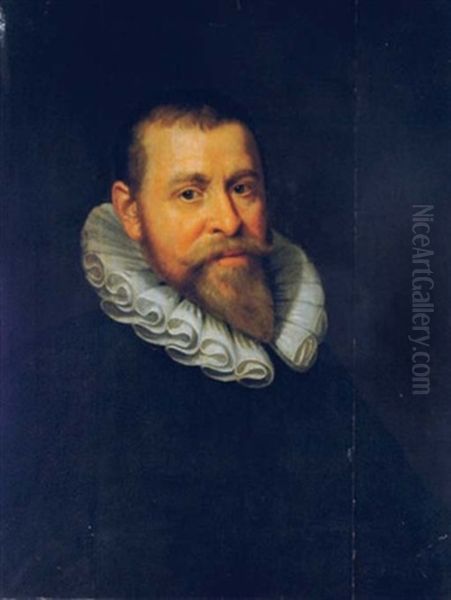 Portrait Of A Gentleman In A Black Coat And Lace Collar Oil Painting by Michiel Jansz. van Mierevelt