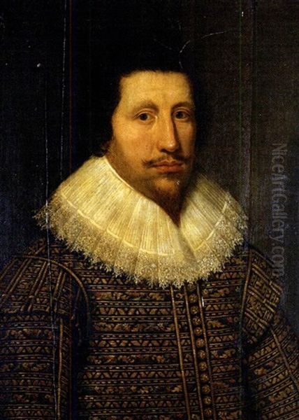 Portrait Of A Man In A Lace Ruff Oil Painting by Michiel Jansz. van Mierevelt