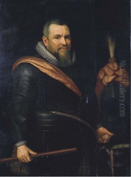 Ritratto Di Willem Lodewijk, Graaf Van Nassau, Con Bastone Di Comando Oil Painting by Michiel Jansz. van Mierevelt