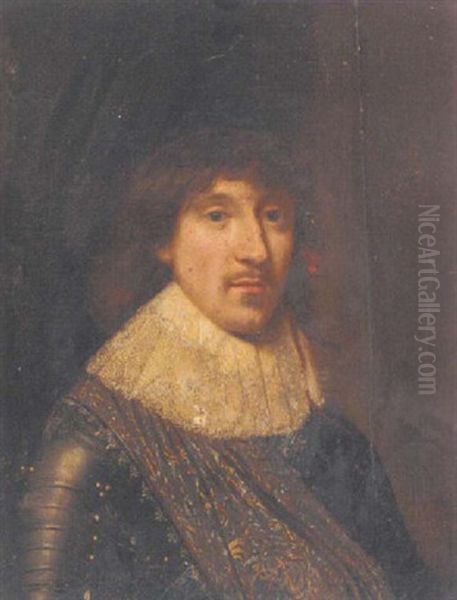 Portrait Of Christian, Duke Of Brunswick, In Armour With A White Lace Collar Oil Painting by Michiel Jansz. van Mierevelt