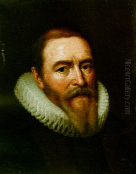 A Portrait Of Johan Van Oldenbarneveldt Oil Painting by Michiel Jansz. van Mierevelt