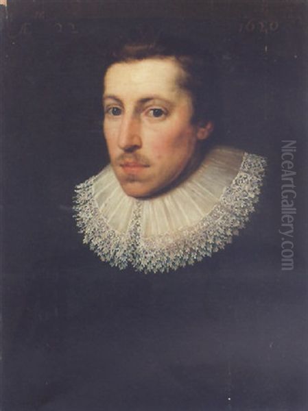 Portrait Of A Man Wearing Black, With A Lace Trimmed Collar Oil Painting by Michiel Jansz. van Mierevelt