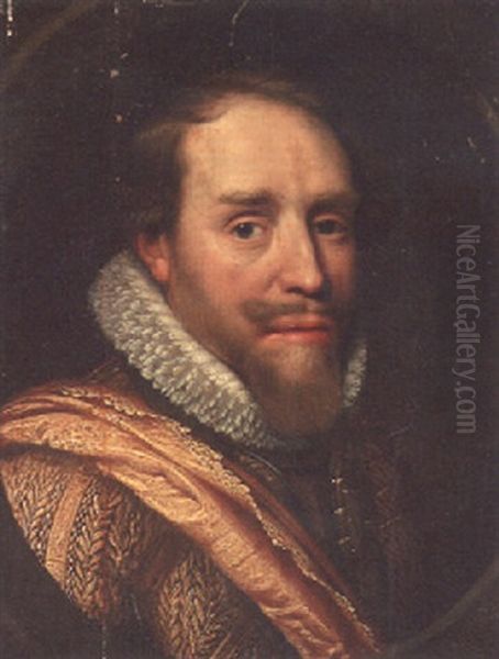 Portrait Of Maurice, Prince Of Orange, Count Of Nassau, Small Bust-length, In Armour And A Ruff Oil Painting by Michiel Jansz. van Mierevelt