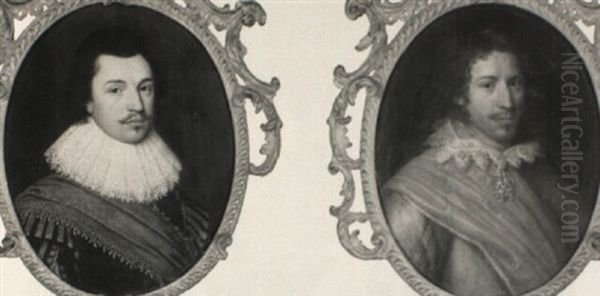 Portraits Of Gentlemen (members Of The House Of Orange-nassau?) Oil Painting by Michiel Jansz. van Mierevelt