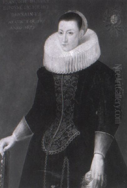 Portrait De Femme A La Robe Brodee Et A La Chaine D'or Oil Painting by Michiel Jansz. van Mierevelt