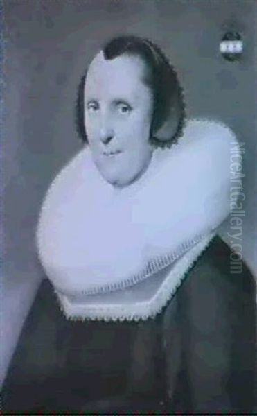 Halbfigurenportrait Einer Frau Mit Weissem Spitzenkragen Oil Painting by Michiel Jansz. van Mierevelt