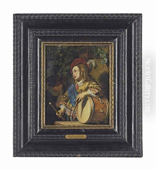 Boys Playing The Flute And Drum Oil Painting by Frans van Mieris