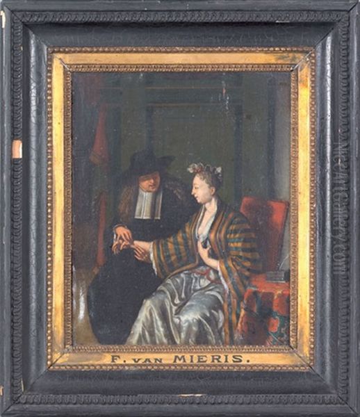 Interior Scene Of A Young Woman And Her Physician Oil Painting by Frans van Mieris