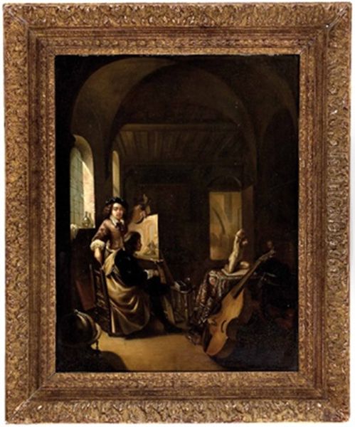 Der Kenner In Der Werkstatt Des Kunstlers Oil Painting by Frans van Mieris