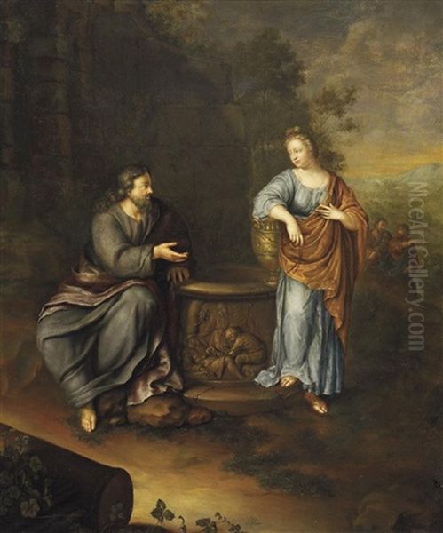 Christus Und Die Samariterin Am Brunnen Oil Painting by Frans van Mieris