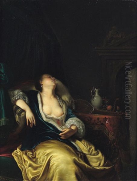 Eingeschlummerte Dame In Einem Interieur Oil Painting by Frans van Mieris