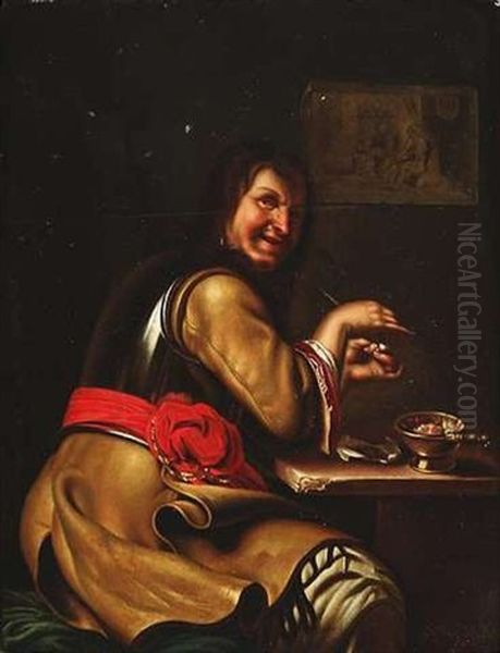 Pfeife Rauchender Soldat Oil Painting by Frans van Mieris
