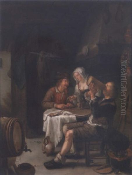 Peasants In An Inn Oil Painting by Frans van Mieris