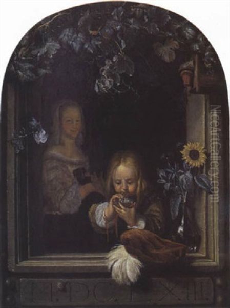Les Bulles De Savon Oil Painting by Frans van Mieris