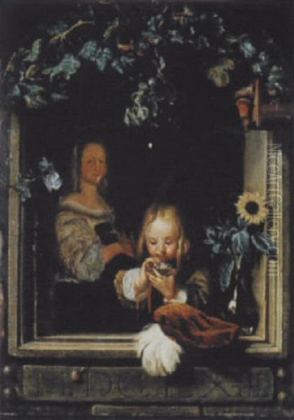 Seifenblasendes Kind Oil Painting by Frans van Mieris