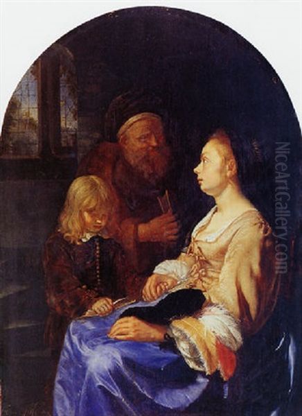 The Child's Lesson (high Priest Eli) Oil Painting by Frans van Mieris