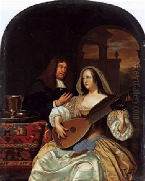 Die Musiklektion Oil Painting by Frans van Mieris