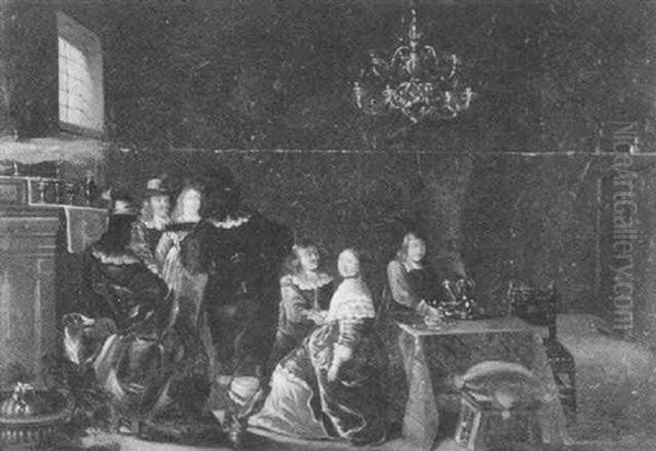 Interior With Figures Oil Painting by Frans van Mieris