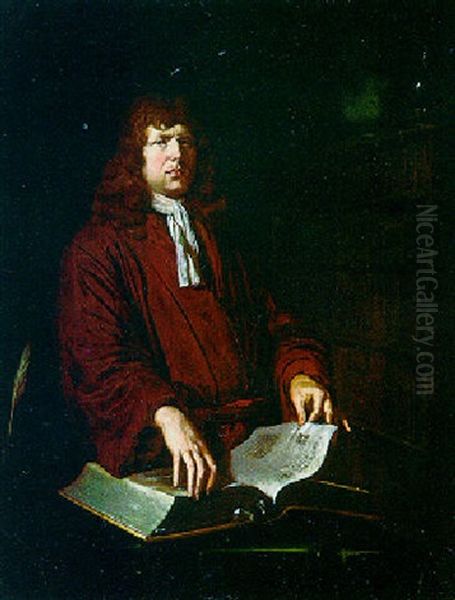 Portrait D'homme Consultant Un Ouvrage Oil Painting by Frans van Mieris