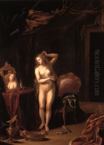 A Lady At Her Toilet Oil Painting by Frans van Mieris