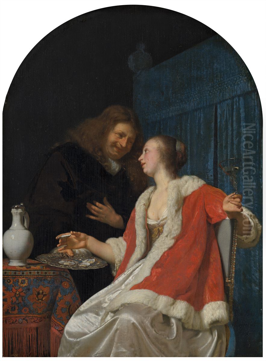 The Oyster Meal Oil Painting by Frans van Mieris
