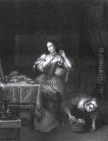 Jeune Femme A Sa Coiffeuse Oil Painting by Frans van Mieris