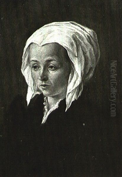 Portrait Of A Lady In A White Bonnet Oil Painting by Frans van Mieris