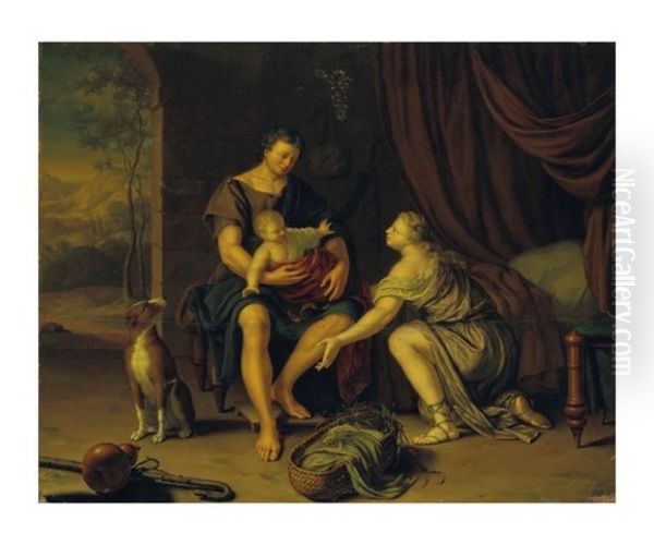 Mithridates Presentant Le Jeune Cyrus A Sa Femme Oil Painting by Frans van the Younger Mieris