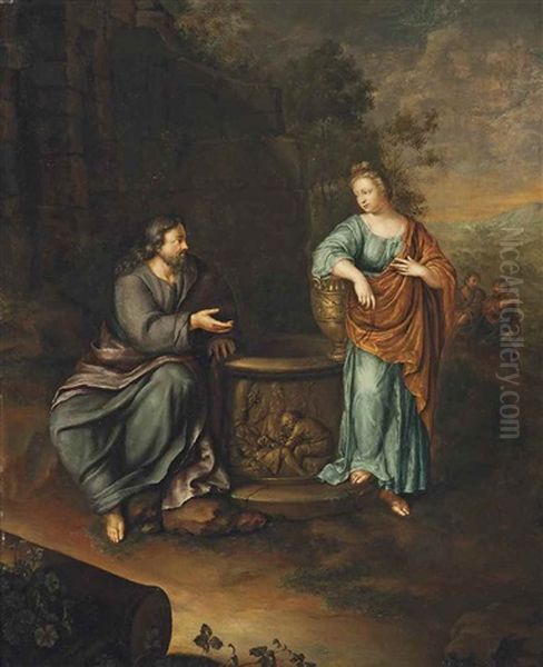 Christ And The Woman Of Samaria Oil Painting by Frans van the Younger Mieris