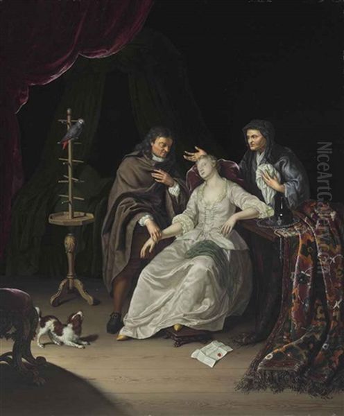 The Doctor's Visit Oil Painting by Frans van the Younger Mieris