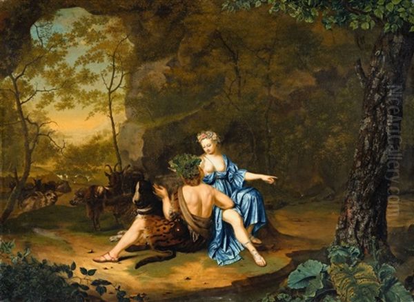 Bacchus And Ariadne Oil Painting by Frans van the Younger Mieris