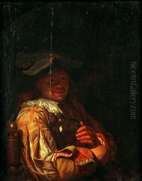 Portrait D'homme Tenant Un Flacon Oil Painting by Frans van the Younger Mieris