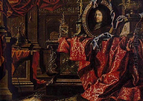 Portrait D'homme Consultant Un Ouvrage Oil Painting by Frans van the Younger Mieris