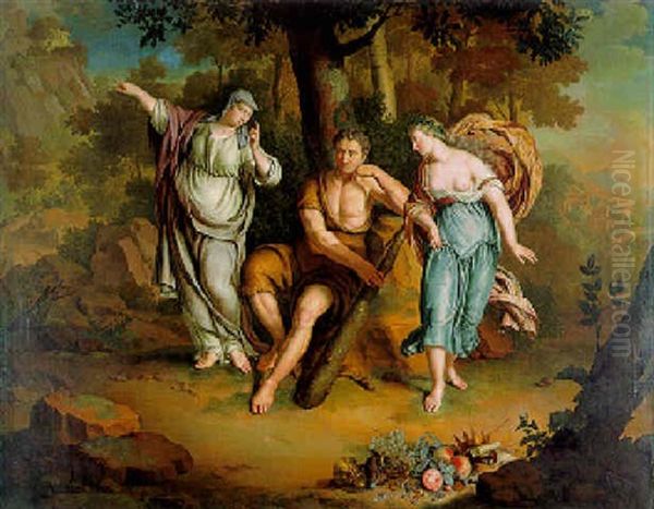 Hercules At The Crossroads Oil Painting by Frans van the Younger Mieris