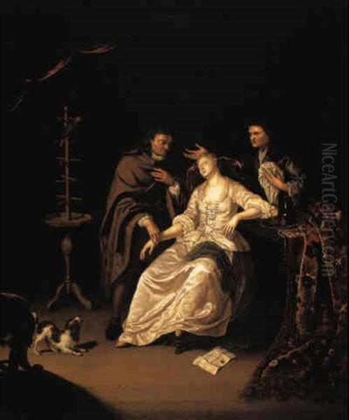 Doctor Tending A Swooning Girl Oil Painting by Frans van the Younger Mieris