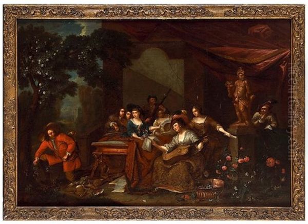 Concert On A Palace Terrace Oil Painting by Willem Van Mieris Leiden