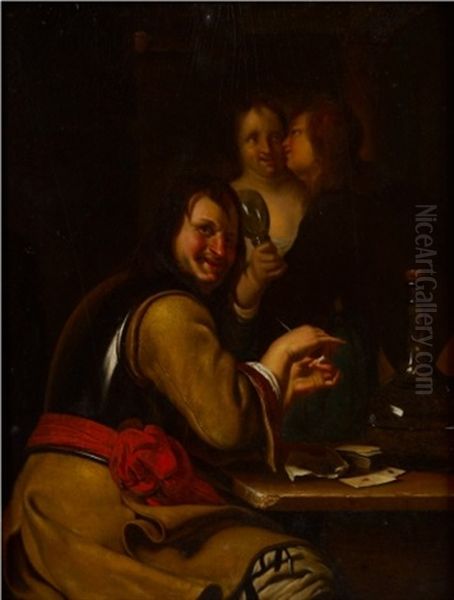 Gentleman At A Table Oil Painting by Willem Van Mieris Leiden
