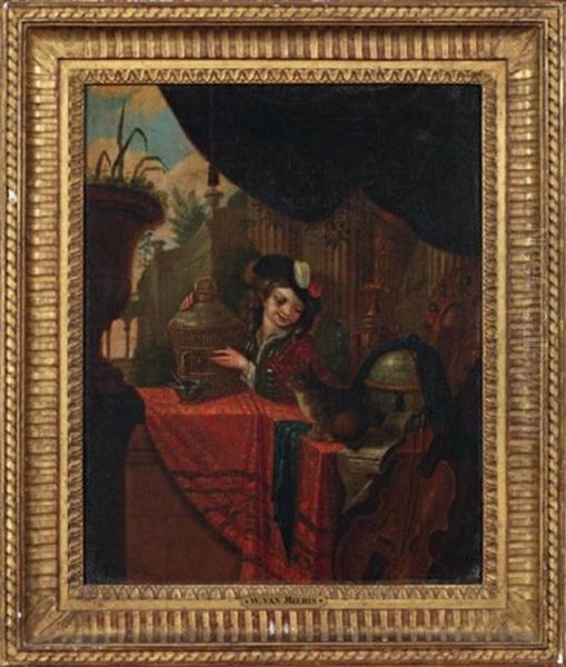 L'enfant A La Cage D'oiseau Oil Painting by Willem Van Mieris Leiden