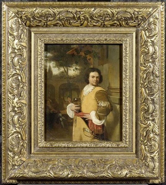 Bildnis Eines Edelmannes Mit Glas Oil Painting by Willem Van Mieris Leiden