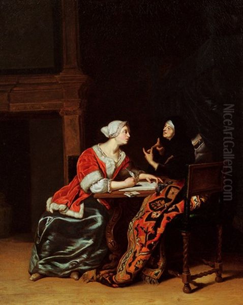 Der Diktierte Brief Oil Painting by Willem Van Mieris Leiden