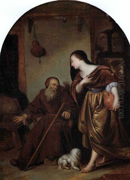 La Femme De Jeroboam Et Le Prophete Ahijah Oil Painting by Willem Van Mieris Leiden